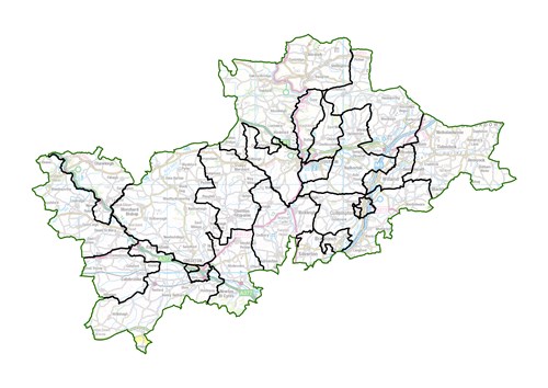 Map of boundary review for Mid Devon