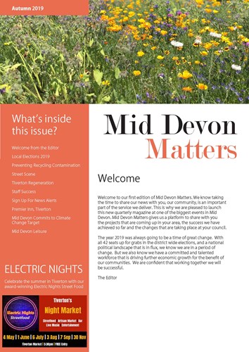 Front cover image of Mid Devon Matters newsletter